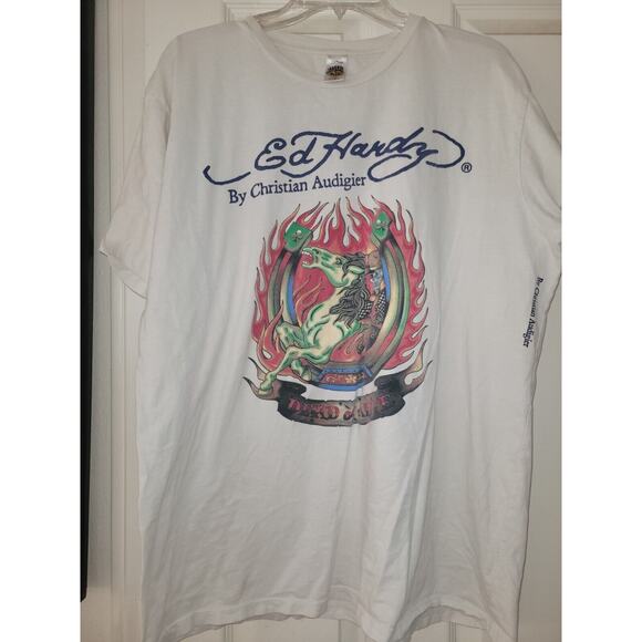 VTG Ed Hardy By Christian Audigier T-Shirt Dead or Live Sz XXL Made in USA - Picture 1 of 11